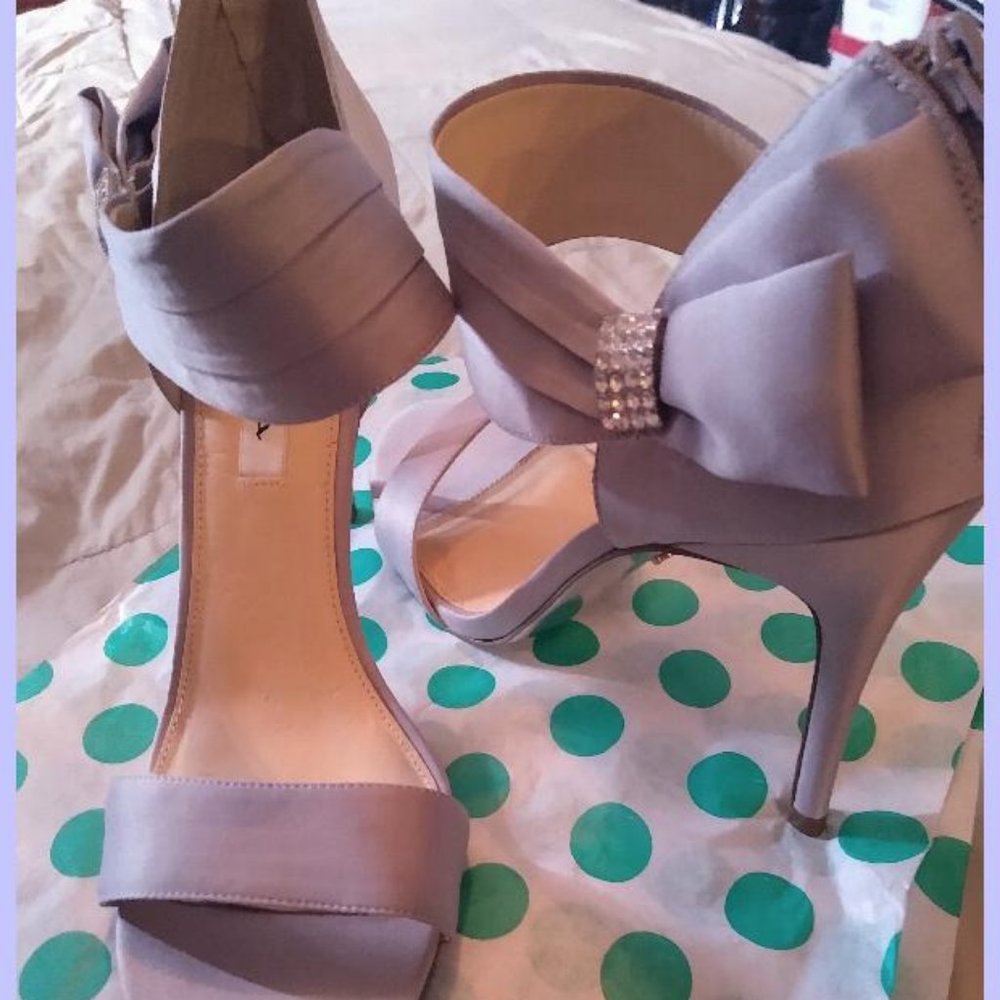 Womens NINA NY LILAC LAVENDER RS BOW Strappy Stiletto Sandals Heel SHOES…
